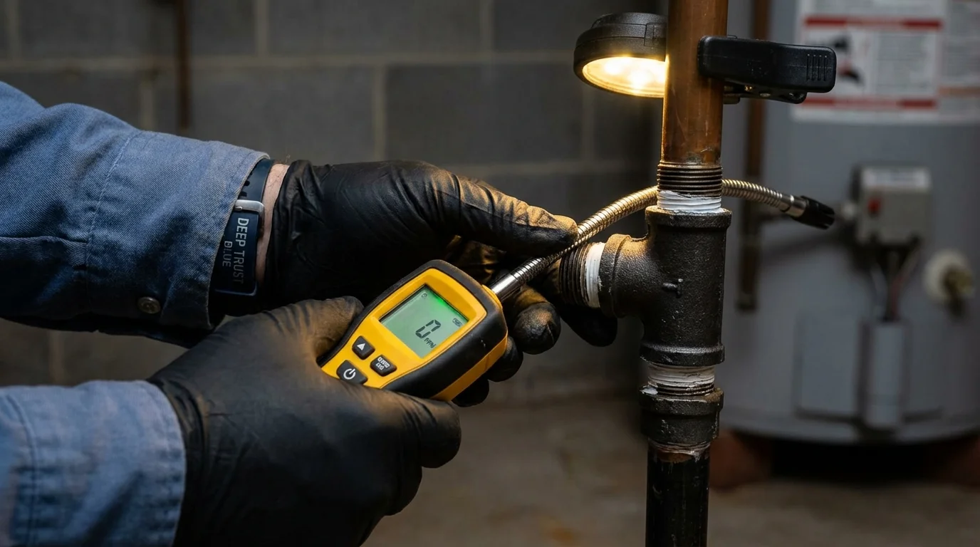 Gas leak detection with electronic sniffer by Johns Plumbing LLC in Raton